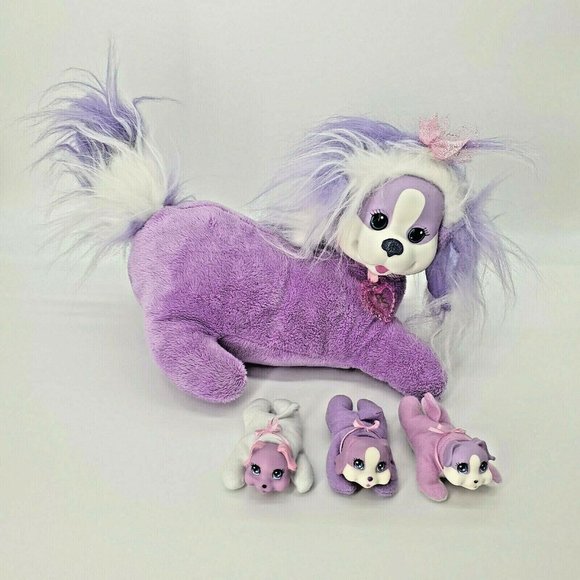 Puppy Surprise Purple Plush Dog 3 Babies (one Barks) Toy Clean Sanitized Mama - Picture 1 of 12
